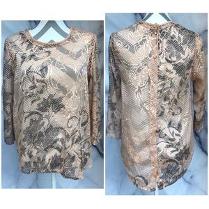 Anthropologie Meadow Rue Beige Champagne Blouse